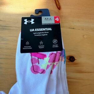 Under Armour White and Pink No Show Socks